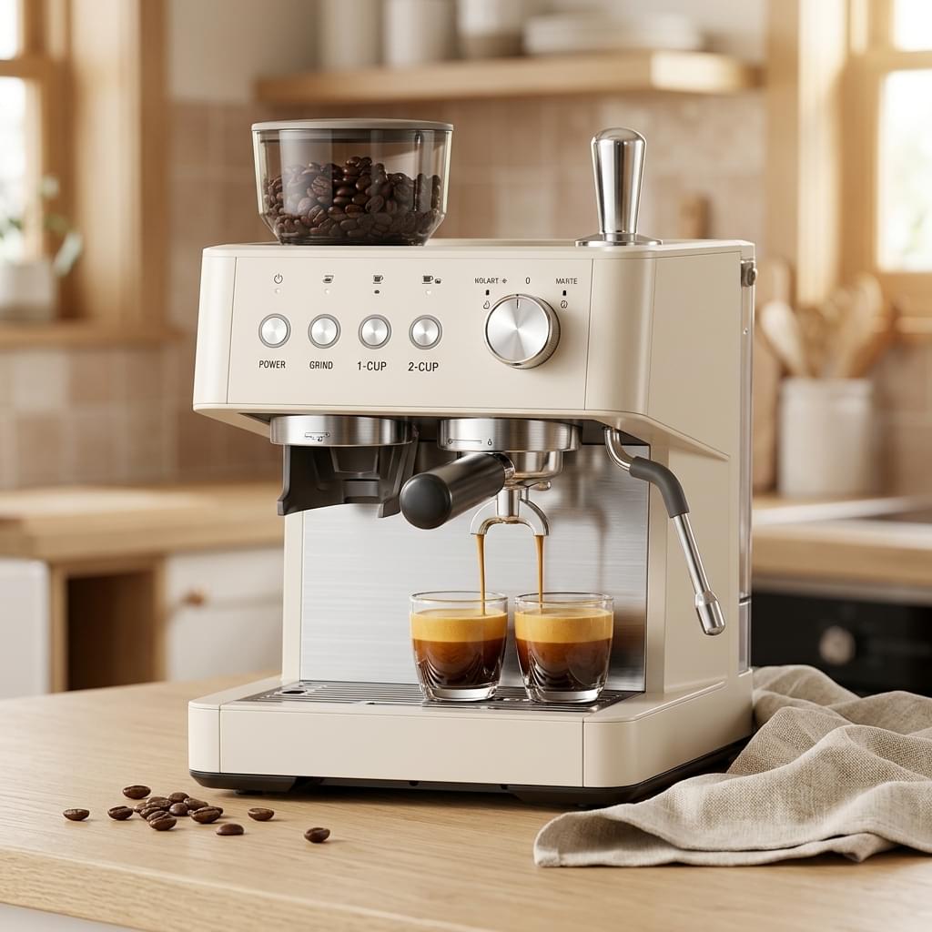 Electactic 15-Bar Espresso Machine with Built-in Conical Burr Grinder