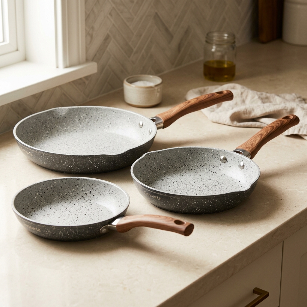 Sensarte Nonstick Frying Pan Set with Swiss Granite Ceramic Coating